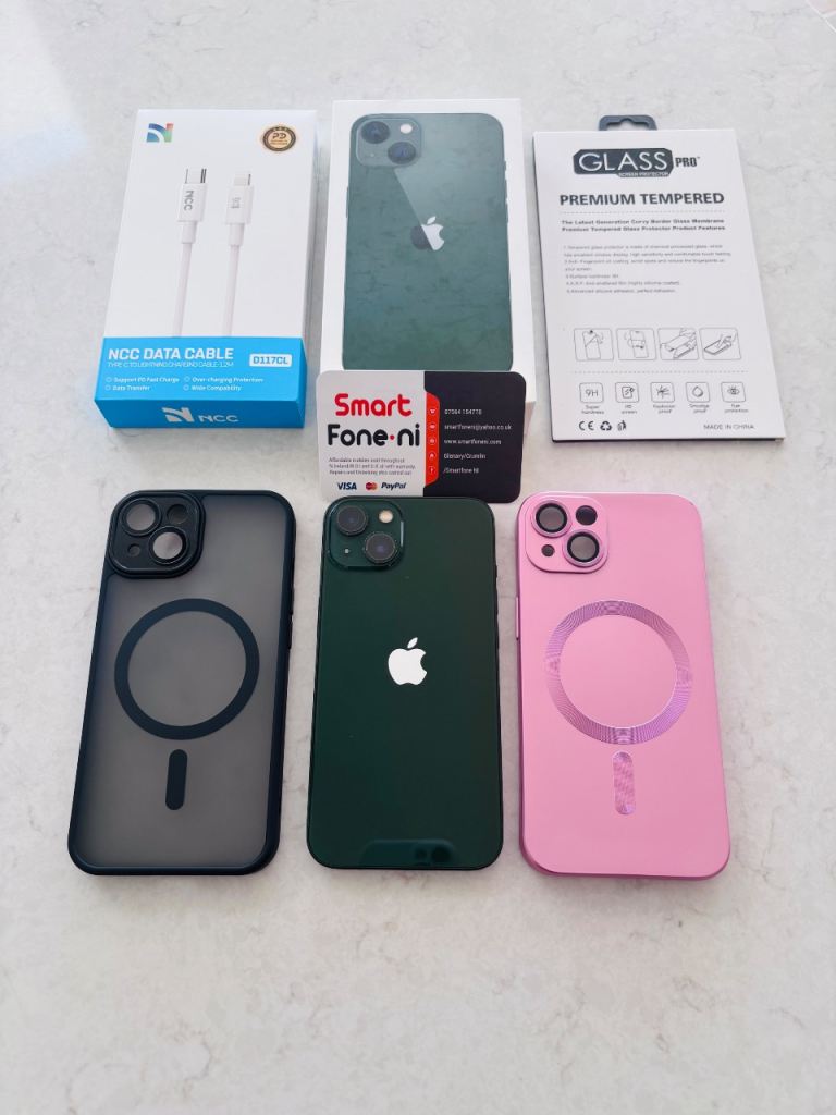 Green iPhone 13 . 128GB. 6 month warranty. Lisburn. Delivery available 