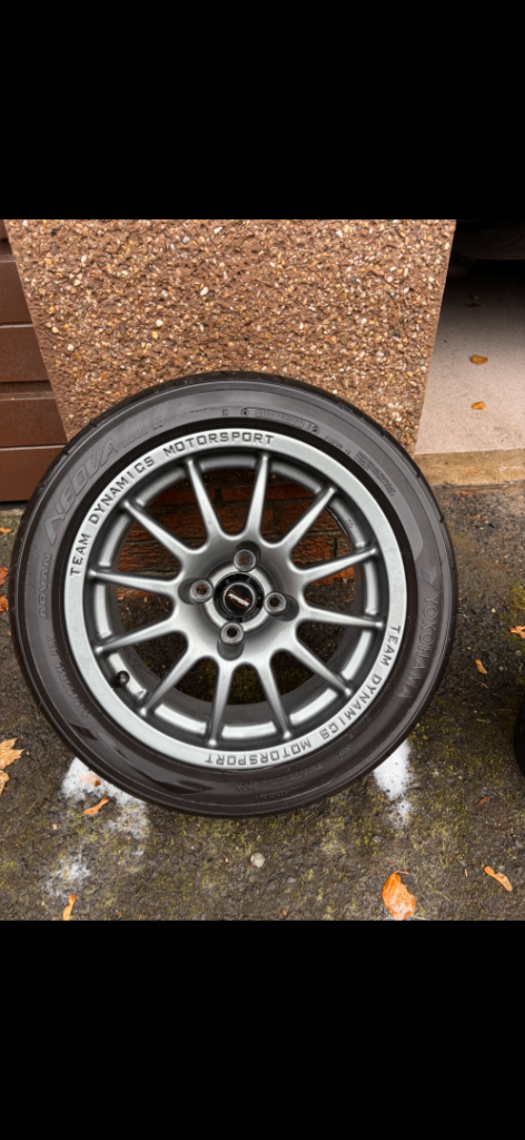Team Dynamics pro race 1.2 in Satin Grey 15x7 ET25 4x100 with Yokohama AD08R tyres