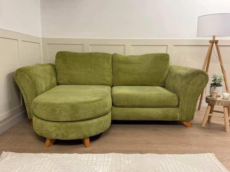  DFS Lorella Green Jumbo Cord L-Shaped Chaise-End Sofa  Real Sofa Available to View