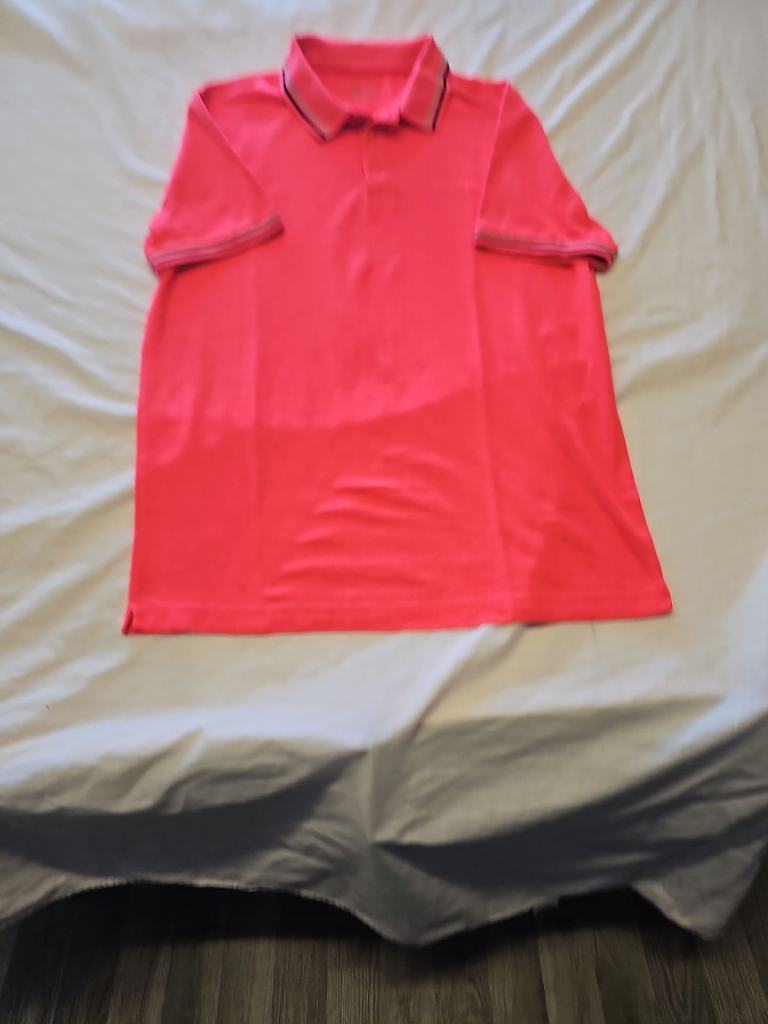 Life's Men's Bright Coral Pique Polo Shirt with Tipped Collar XL BB93