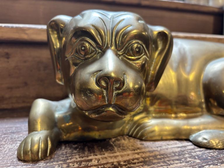 Brass Dog Dutch or French Style Fireside Companion Possibly in the Syle of a Spaniel