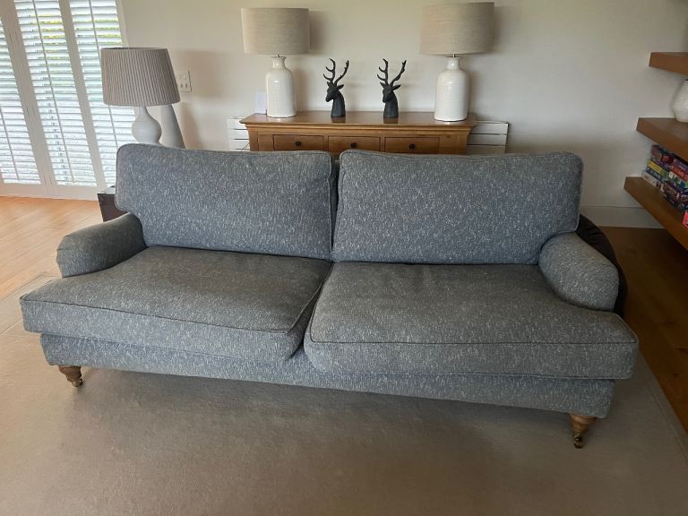Good Condition 3-Seater Sofa - Denim Blue Fabric