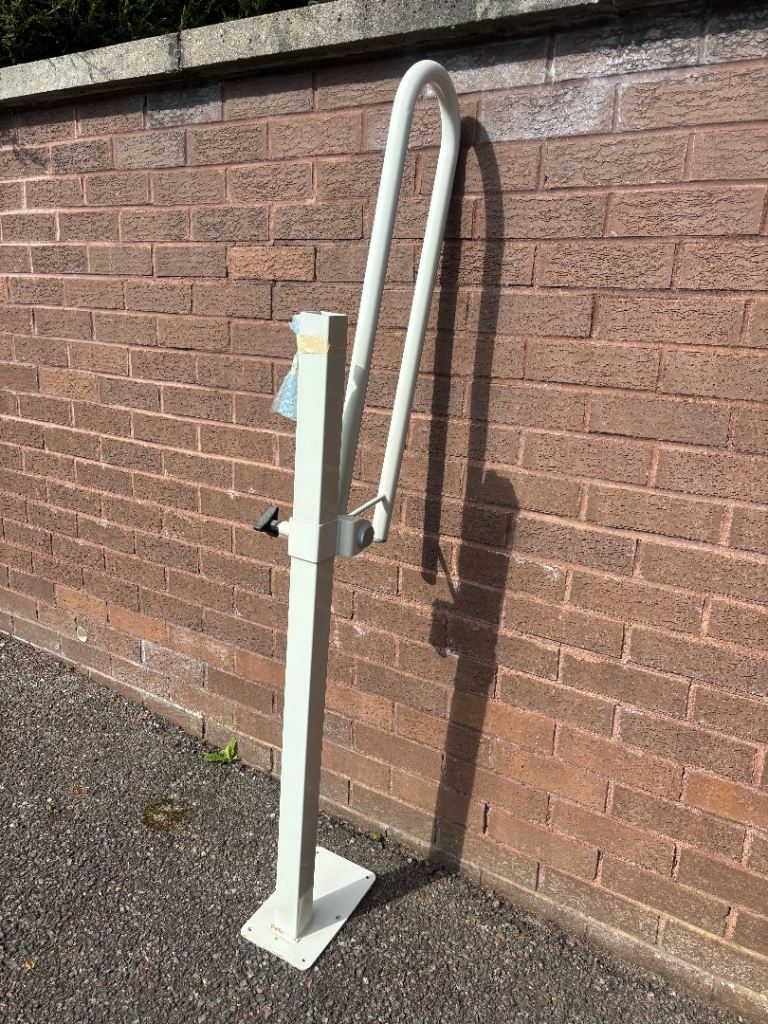 White Metal Grab Rail / Support Post - Good Condition