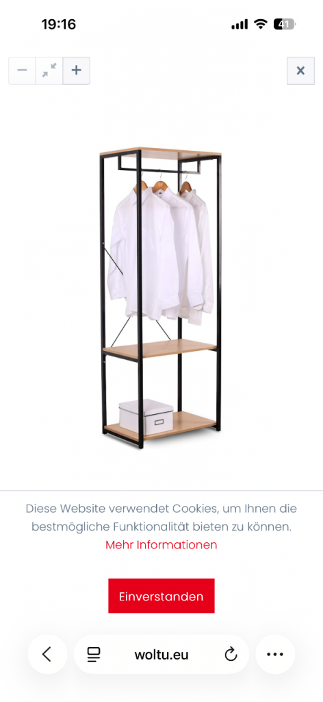Industrial Style Clothes Rail with Shelves