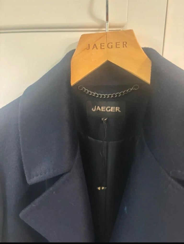 Jaeger navy wool coat size 12 