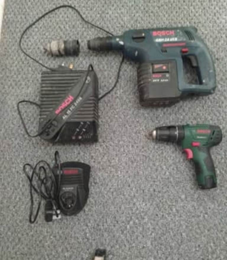 Bosch PSB 10.8 LI-2 Cordless Lithium-Ion Hammer Drill Driver & Bosch 24v SDS with chuck adapter