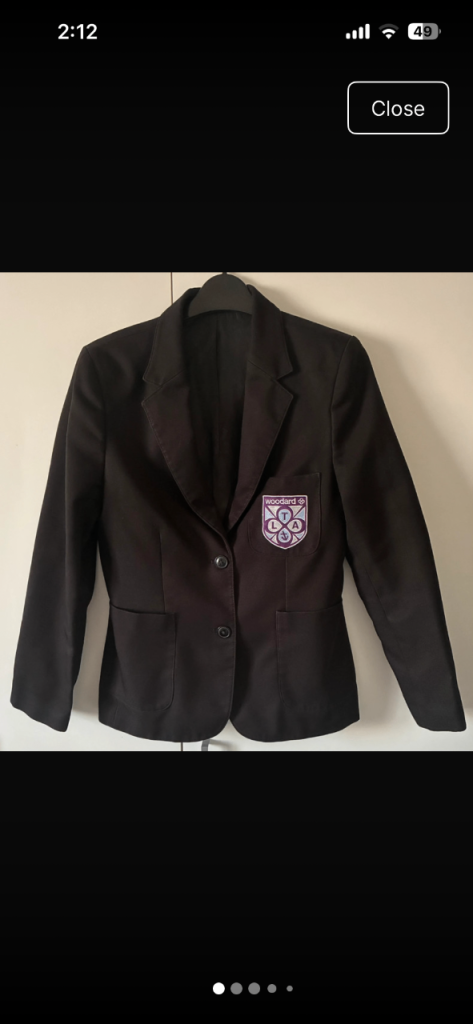 Girls Black School Blazer – Age 11-12, Almost New Polyester