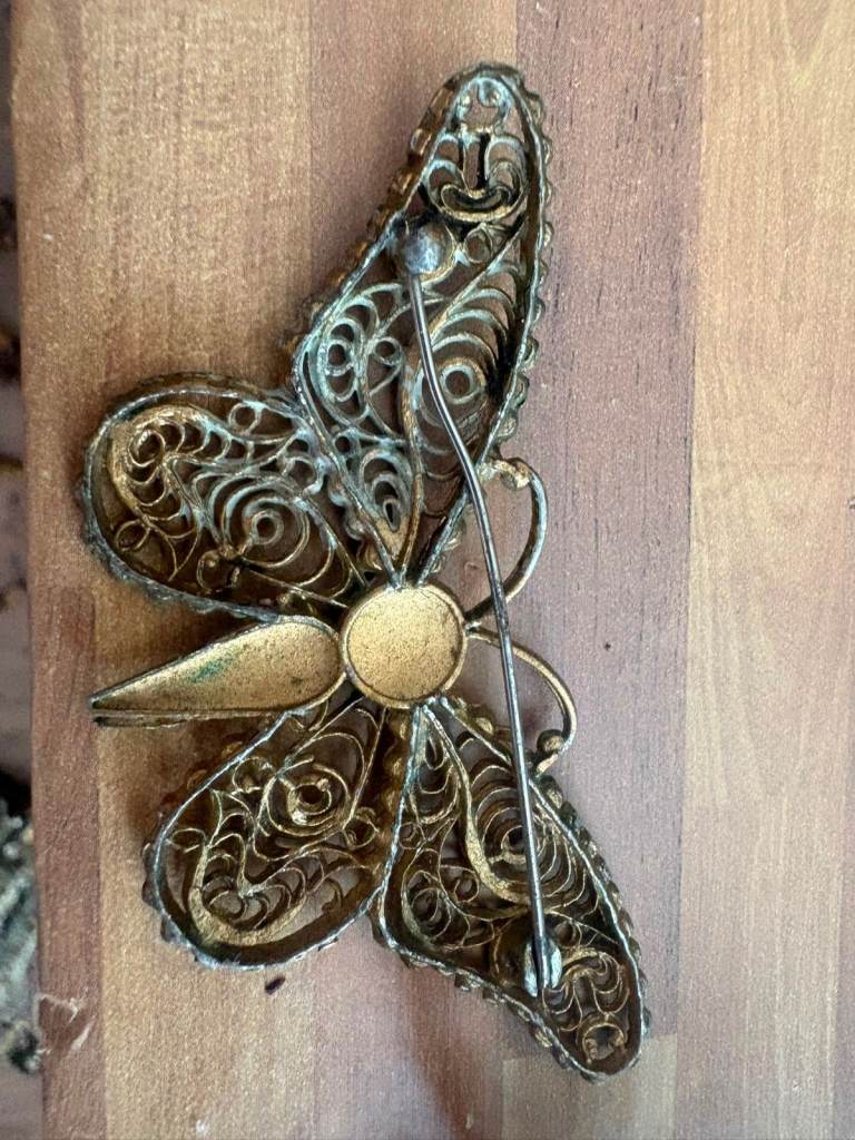 3 Vintage Butterfly Brooches - Gold Tone, Good Condition