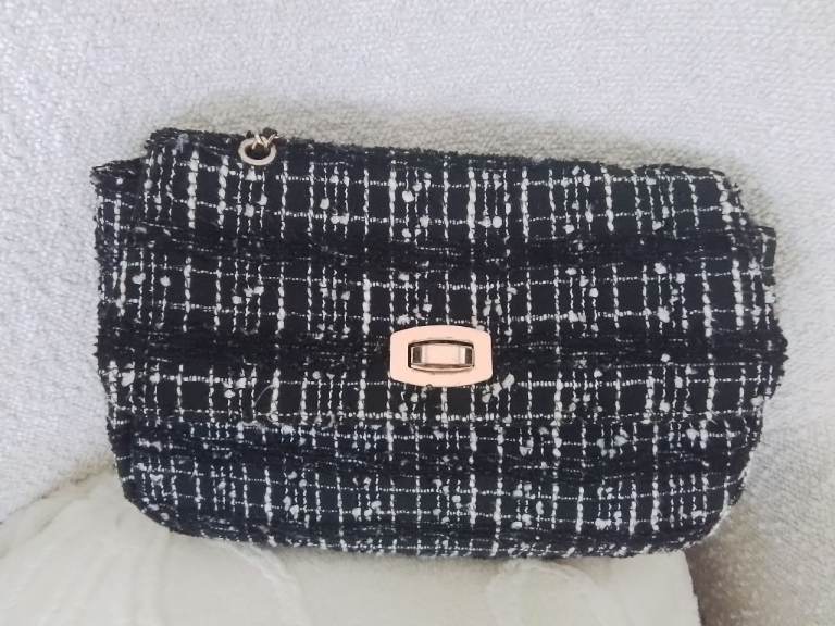 Black and White Tweed Shoulder/Crossbody Bag – Accessorize 