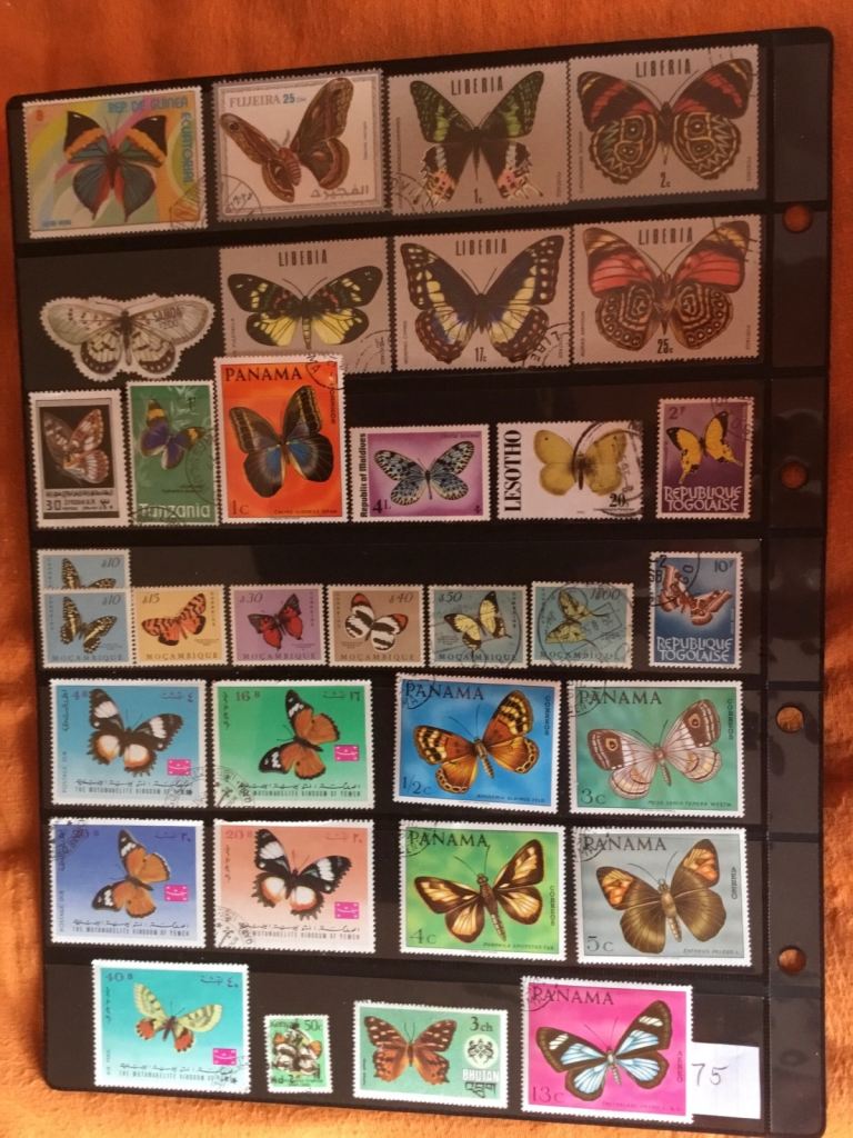 75 x Butterflies / Moths postage stamps 