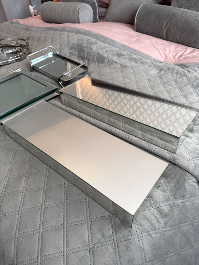 Pair of mirrored floating shelves