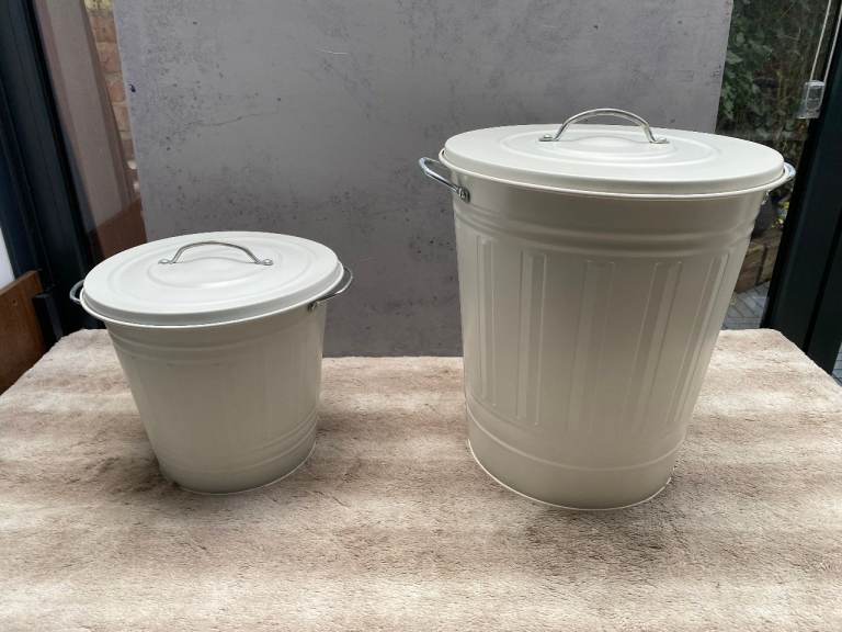 Ikea Metal 40 litre & 16 litre White Bins Lift Top Industrial Kitchen Bedroom Office all for £10