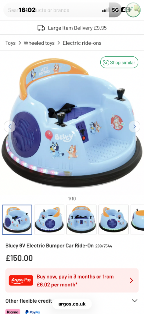 Bluey bumper car