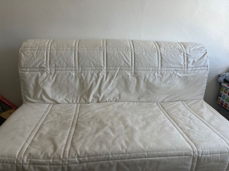 LYCKSELE LÖVÅS 2-seat sofa-bed, Ransta natural and black under bed storage