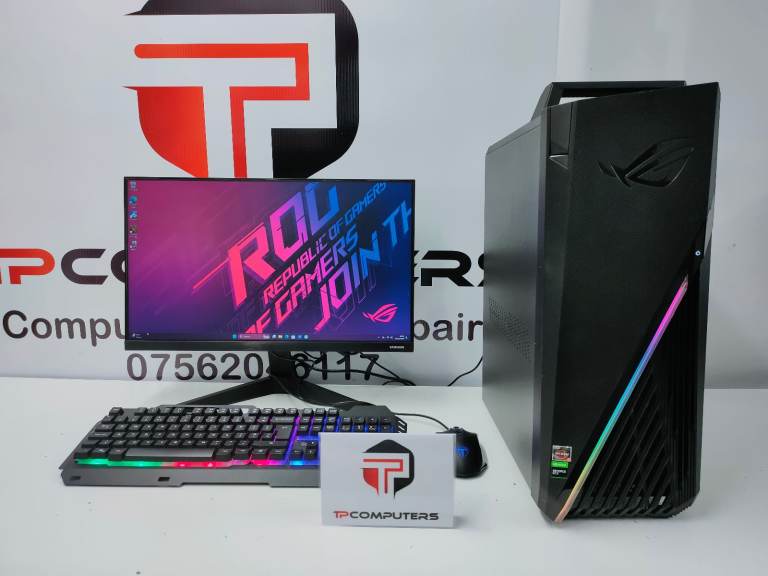 ASUS ROG Gaming Computer PC Desktop Setup with Monitor | Ryzen 5 | 16GB DDR4 | GTX 1660 Ti