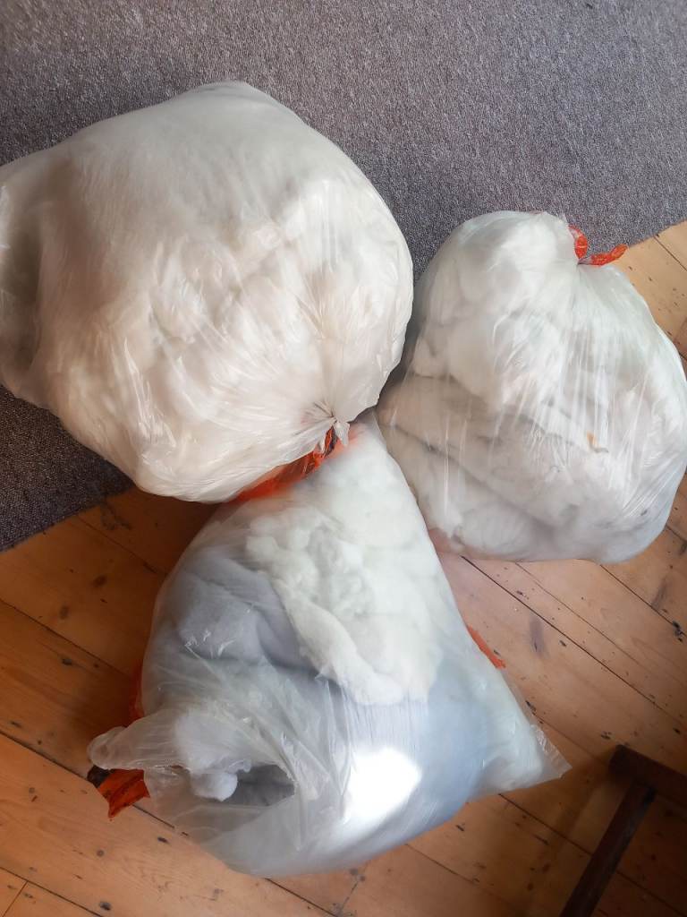 Three Bags of White Cushion/Pillow Filling/Kapok