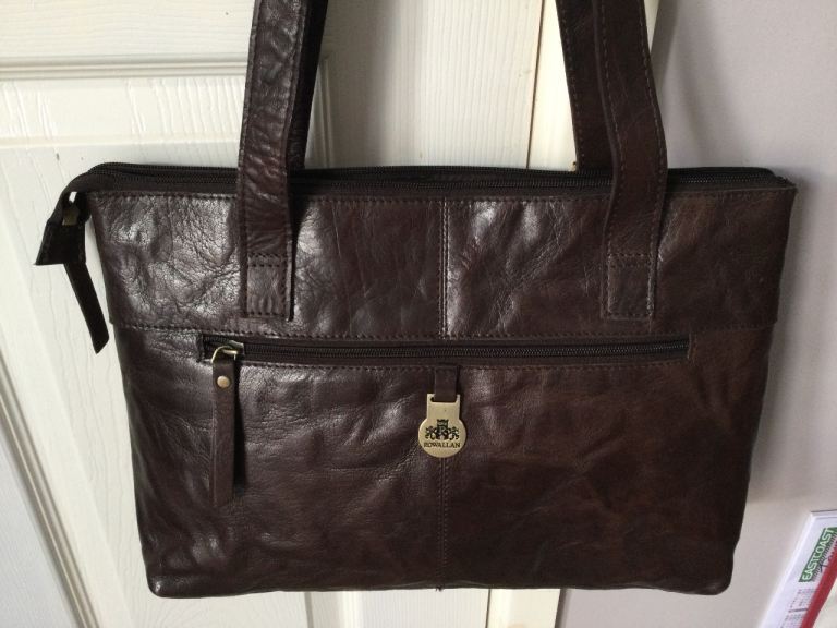 Rowallan leather shoulder/ tote bag, dark brown never used 