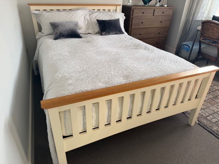 Double bed, mattress and two bedside tables - all excellent condition