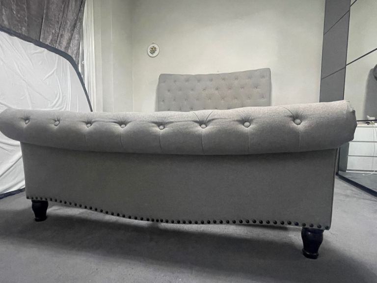 SOLD - Grey Fabric King Size Bed Frame – Good Condition