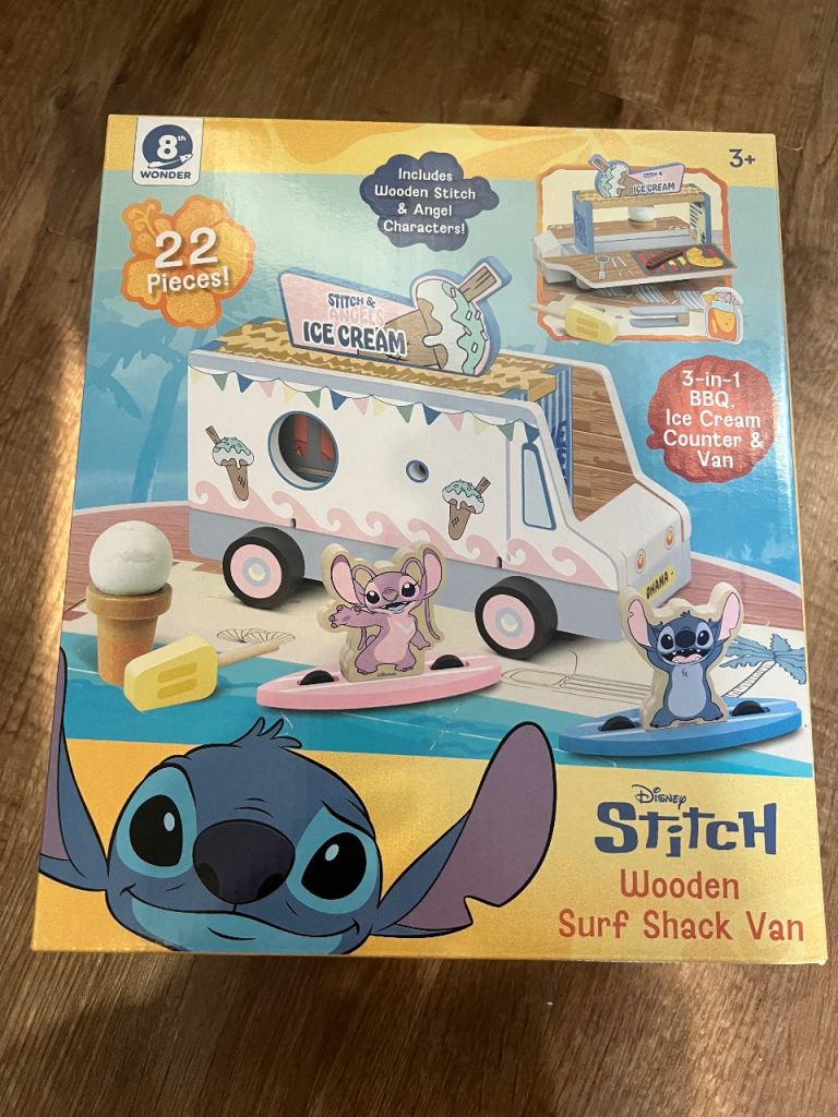 Disney Stitch Wooden Surf Shack Van - 22 Pieces, New
