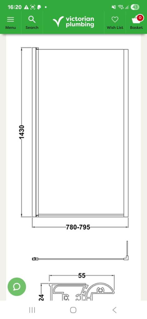 L shaped Victorian Plumbing bath shower screeb