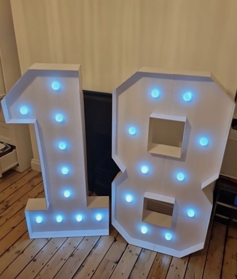 Large (4ft) Light-Up '18' Numbers – White