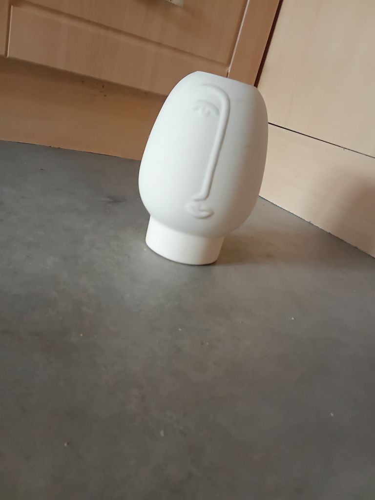 Modern White Ceramic Face Vase – As Good As New