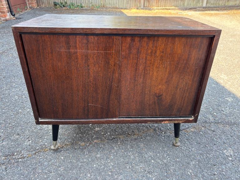 Vintage Wooden Sideboard Cabinet with Sliding Doors
