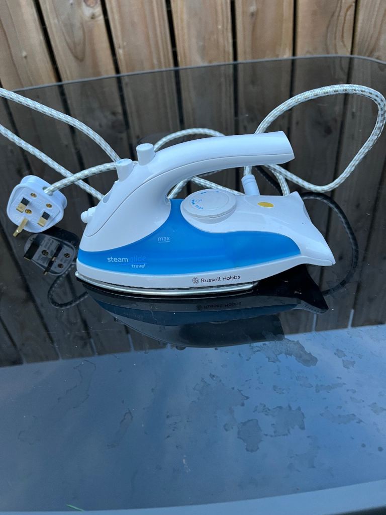Russell Hobbs TRAVEL Steam Iron - Blue & White, Good Condition