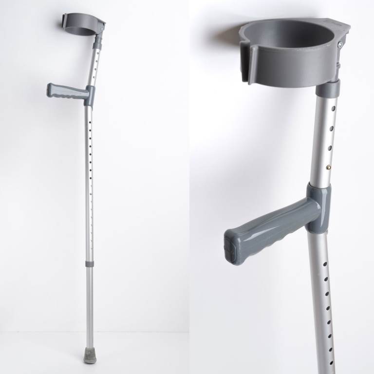 Elbow Crutch with Handle Walking Stick Double Adjustable PVC Handle