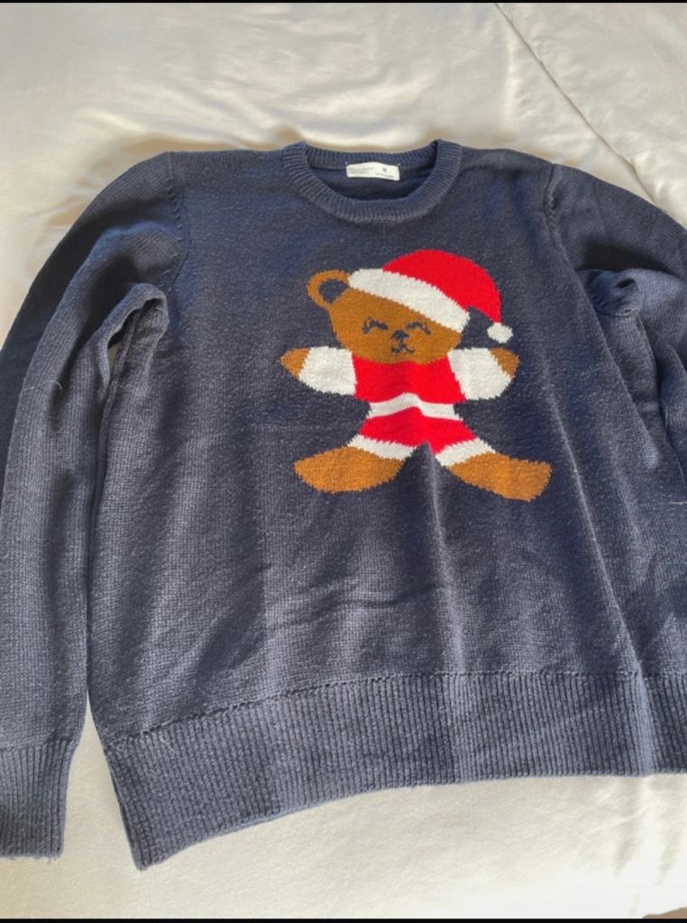 Primark Christmas Teddy Bear Jumper - Navy, Medium