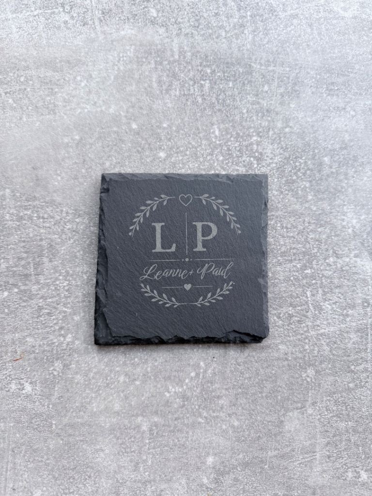 Personalised Slate Coffee Coaster with Engraved Quote