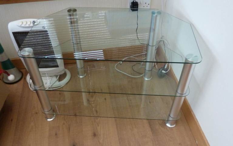 Glass TV Stand with Chrome Legs - Great Condition....... FREE......( NO TEXTS PLEASE )