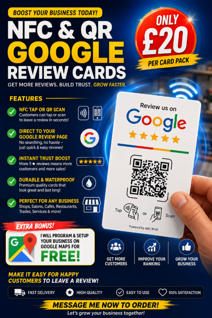 NFC & QR Google Review Cards – New