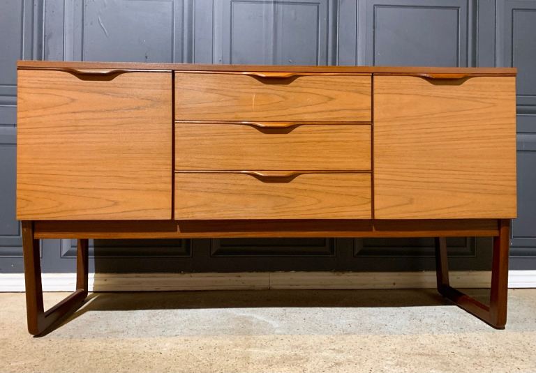 Vintage Mid Century Teak Sideboard Vinyl Media Cupboard 60s 70s Retro
