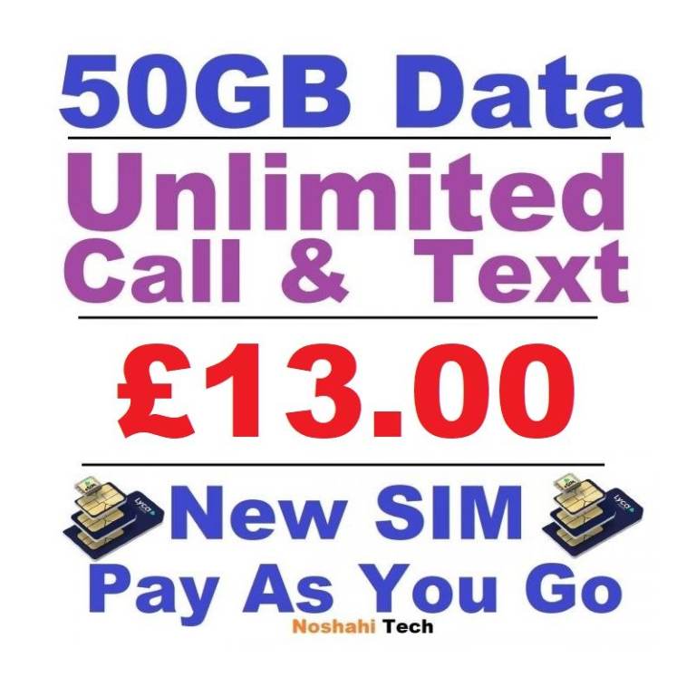New sim 50gb Data Unlimited Minutes Texts 30 Days Bundle Preloaded Ready to use esim or sim
