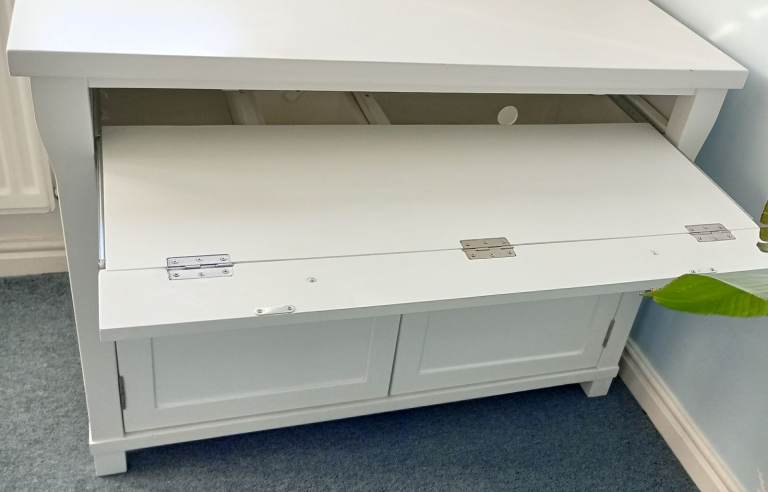 White painted solid wood computer desk 