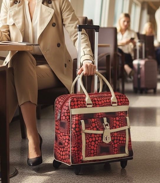 Stylish Red Patterned Wheeled Travel Bag