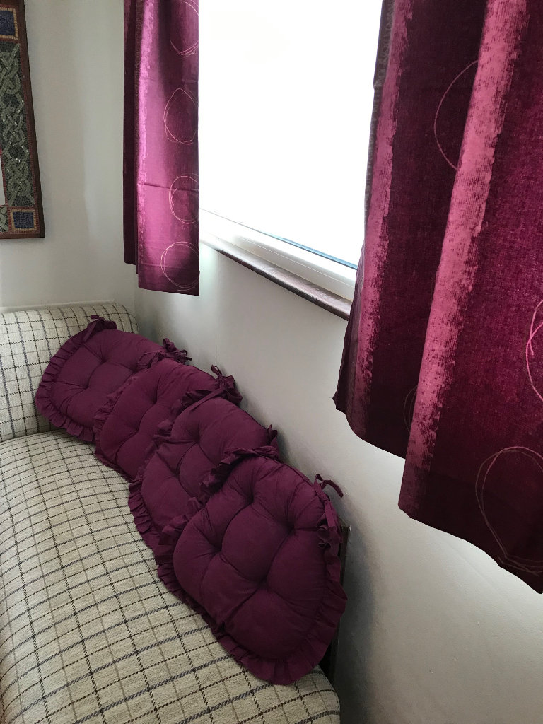 New Curtains + 4 seat cushions