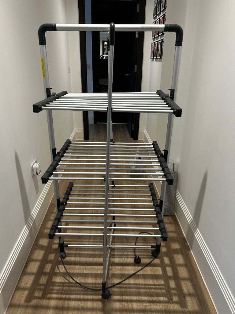 BLACK+DECKER 3-Tier Heated Clothes Airer — 15kg Load, 21m Drying Space