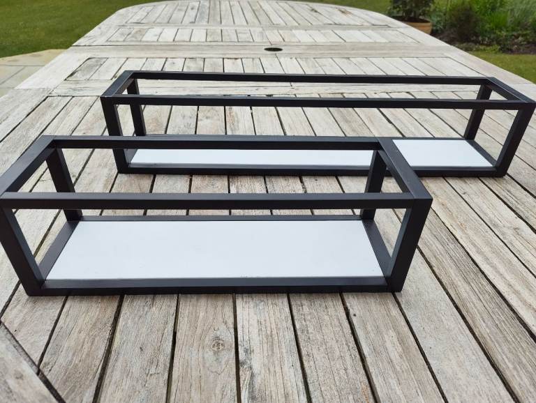 Two Black Metal Frame Shelves/Storage Units