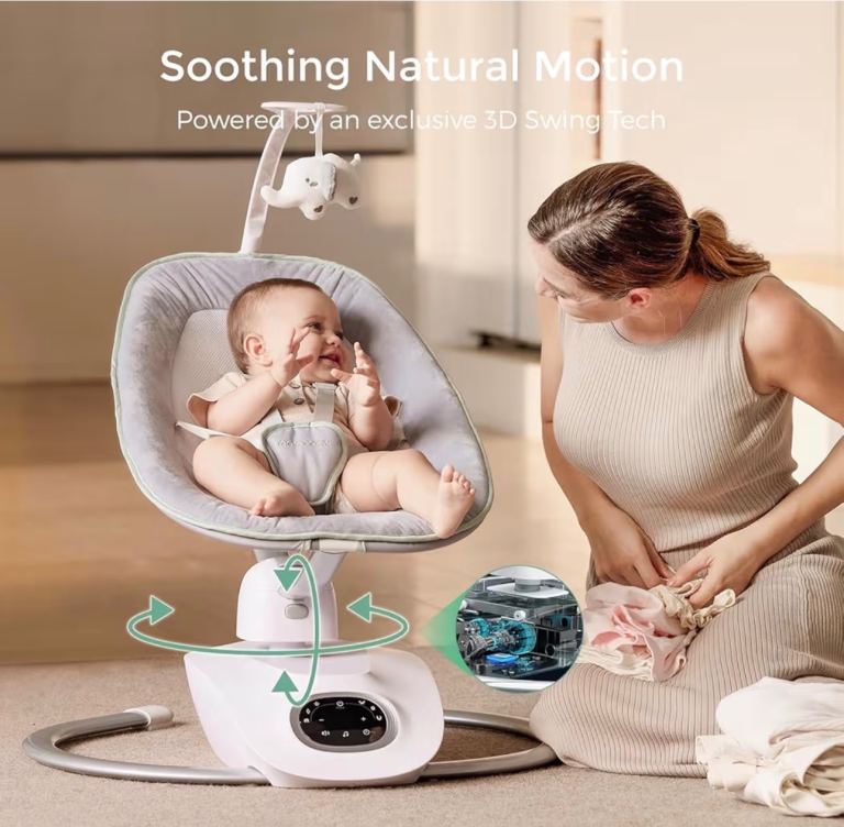 Momcozy CocoSway Baby Swing for Infants to Toddlers, Electric 3D-Motion Swing 
