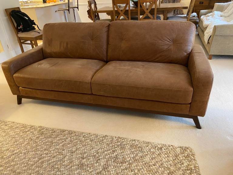 Italia Living 3-Seater Premium Aniline Leather Sofa in Great Condition