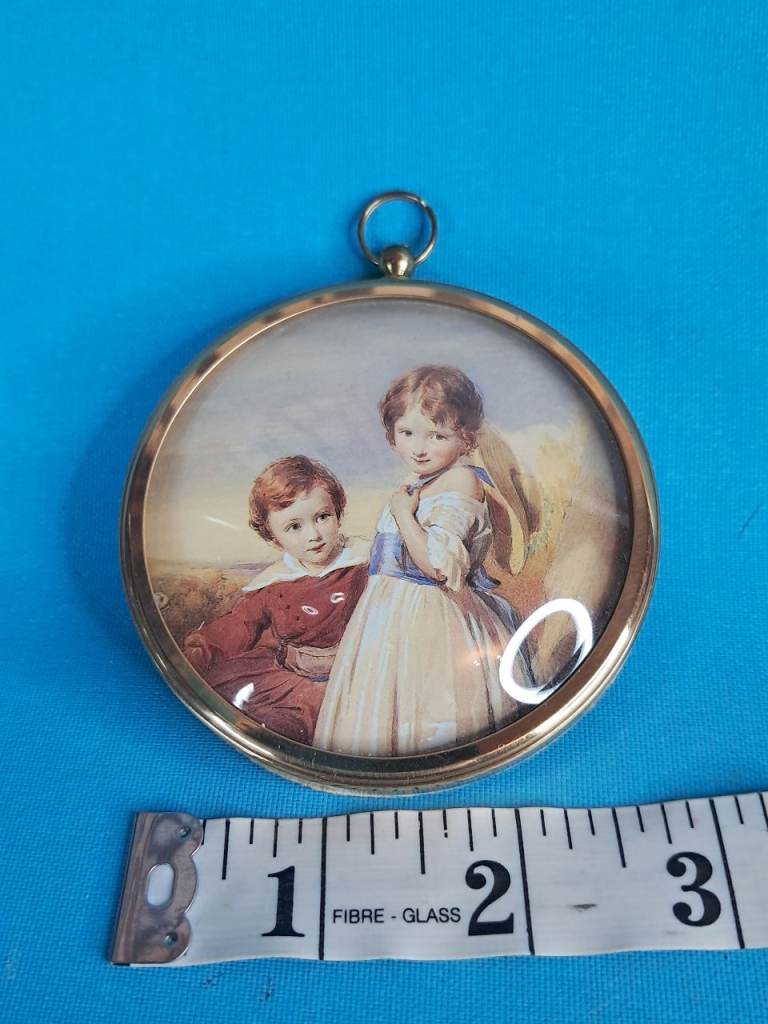 Vintage World of Peter Bates 'Swimburne Children' Miniature Cameo Gallery Wall. Watercolour.