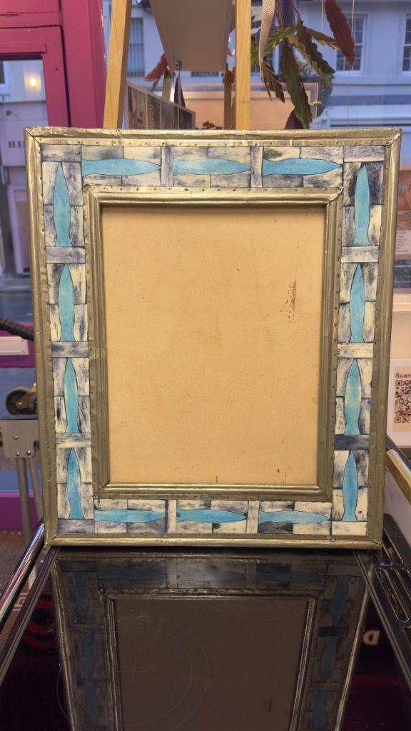Vintage Mosaic Picture / Mirror Frame – Blue & White Tile Design – 56 x 66cm