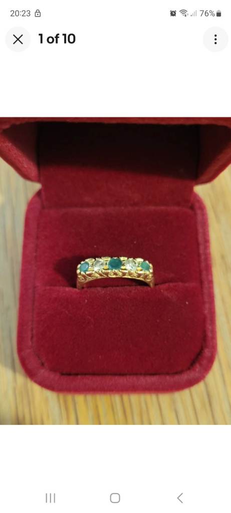 Beautiful Gold Emerald and Diamond Style Eternity Ring