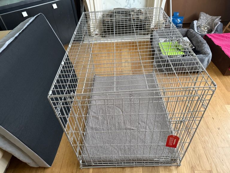 Double Door Folding Dog Crate with Divider Large