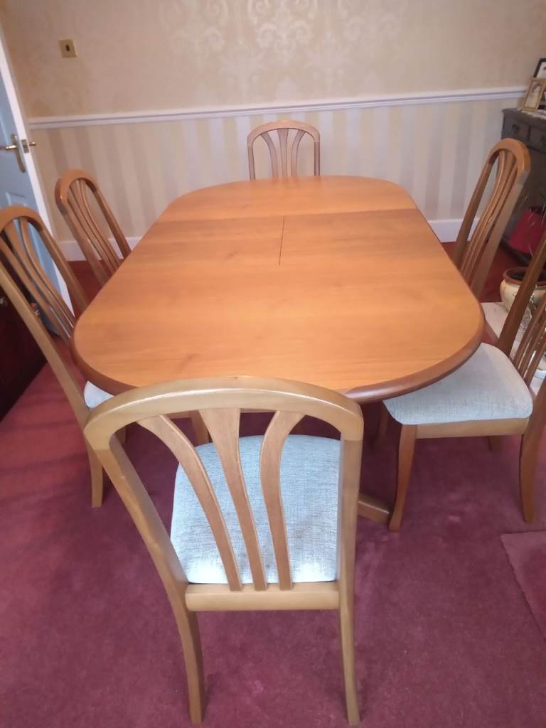 Dining table and six chairs