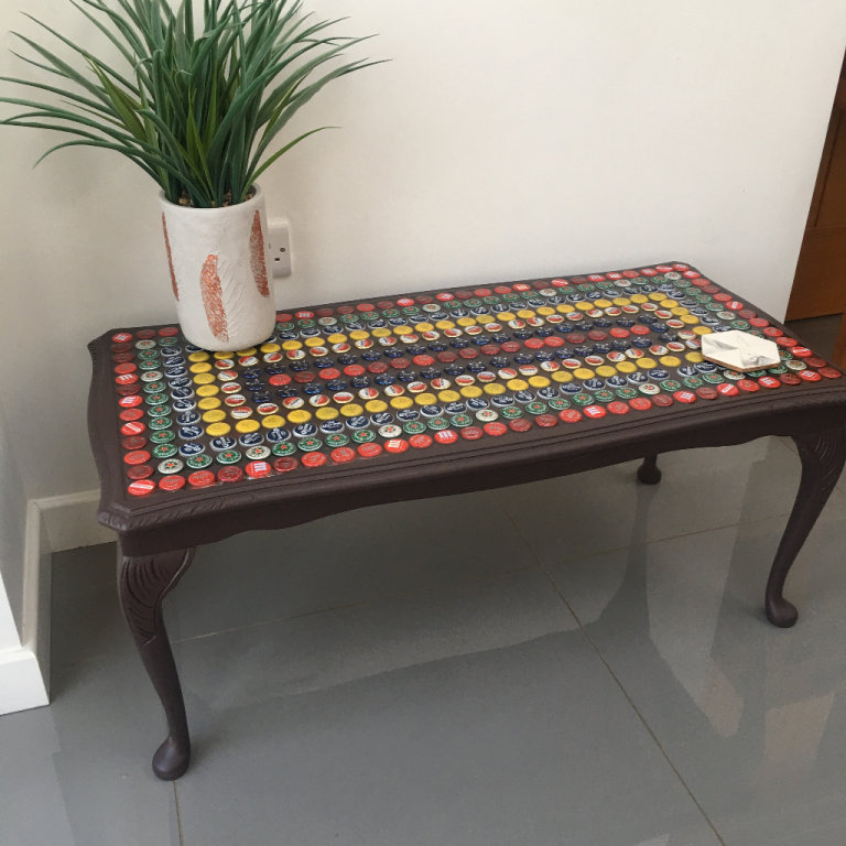 Vintage up-cycled Beer bottle top coffee table man cave/shed/garden