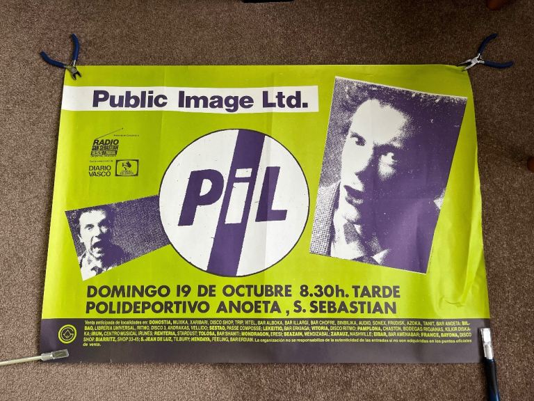 Public image limited ( sex pistols ) tour poster 1986